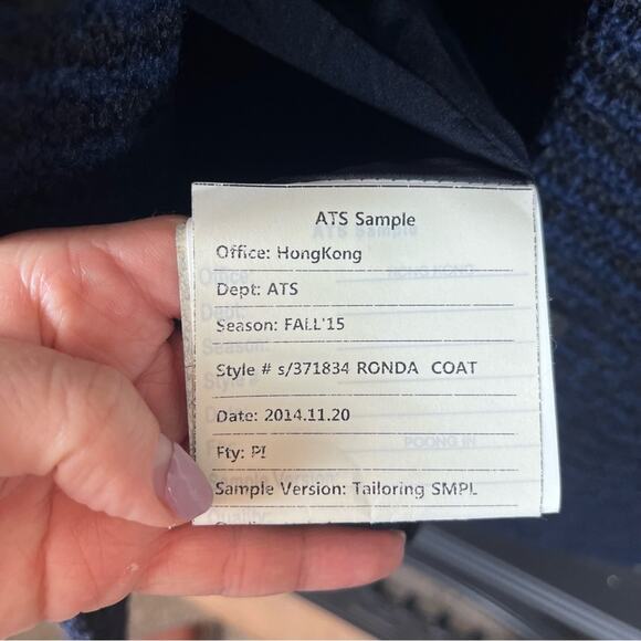 Ann Taylor Ronda Wool Pea Coat Overcoat Mid Length Boucle Heavy Knit Black Navy - Picture 7 of 7